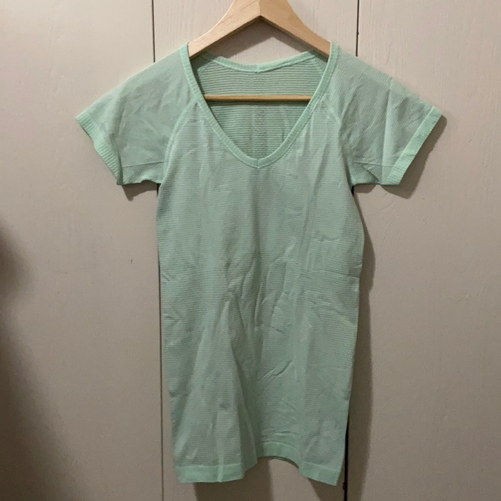 lululemon Light Green Striped Light Tee